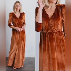 Baltic Born Velvet Maxi Dress in Mustard Gold